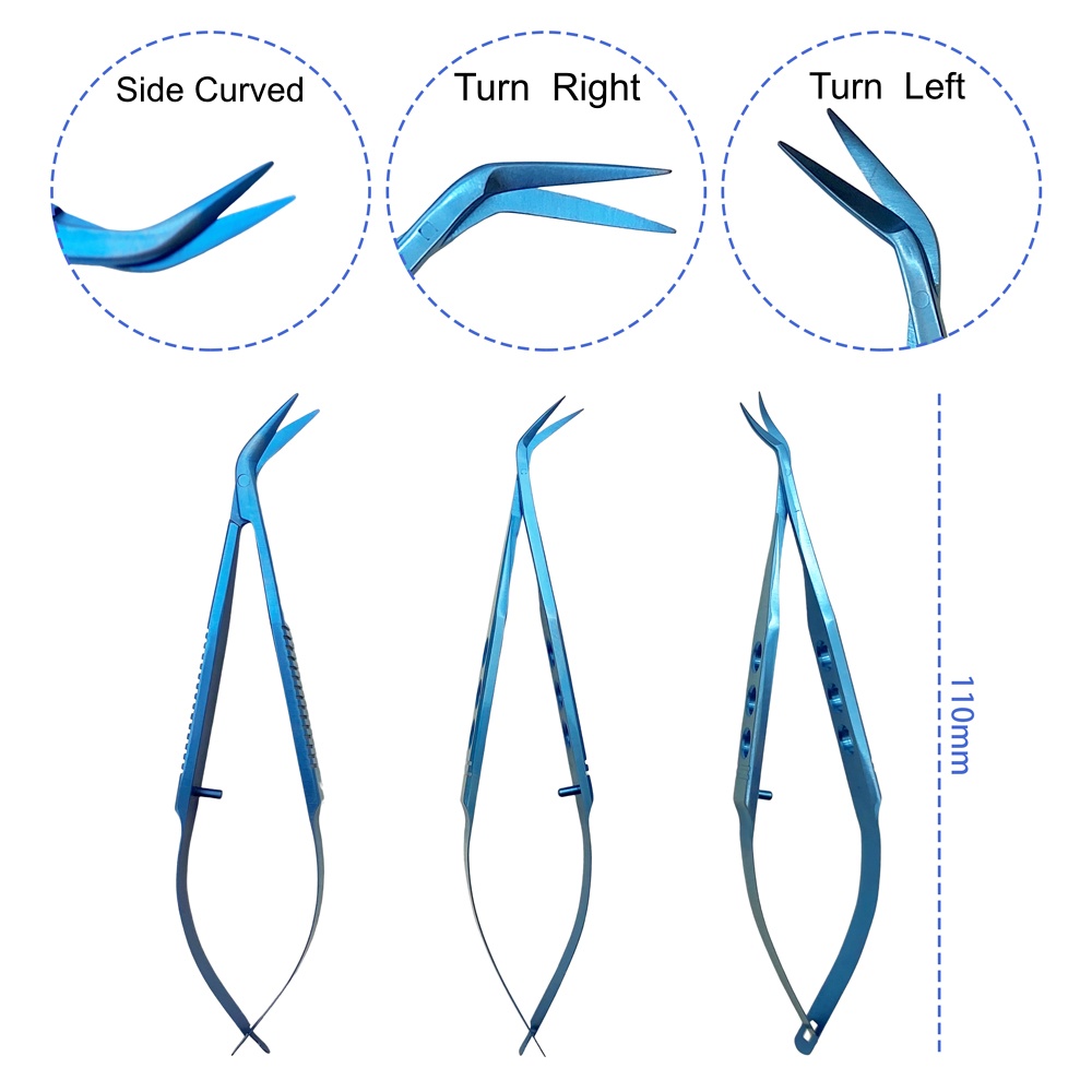 11cm Conjunctival Scissors Micro Scissors Left Curved/Right Curved Titanium Ophthalmic Surgical Instruments 1pcs