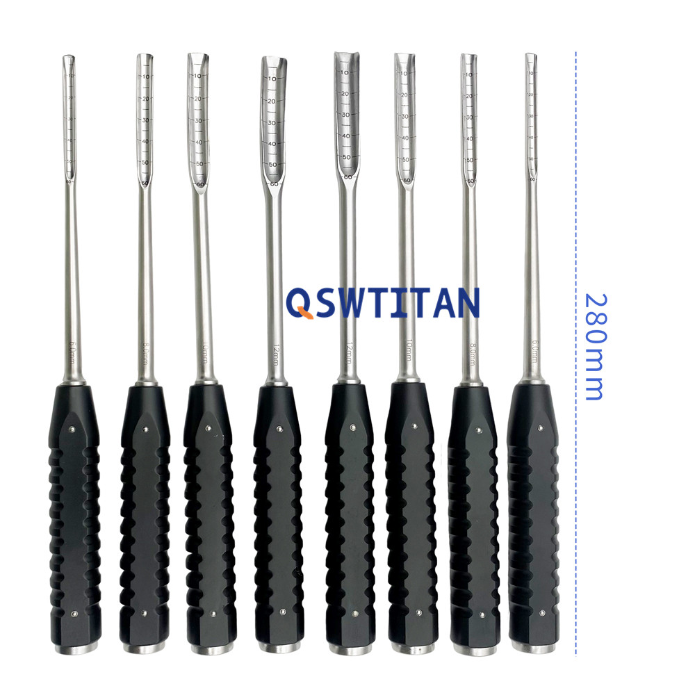 Orthopedic Surgical Instruments Aluminum Handle Osteotomes Chisel Bone Chisel Straight Curved