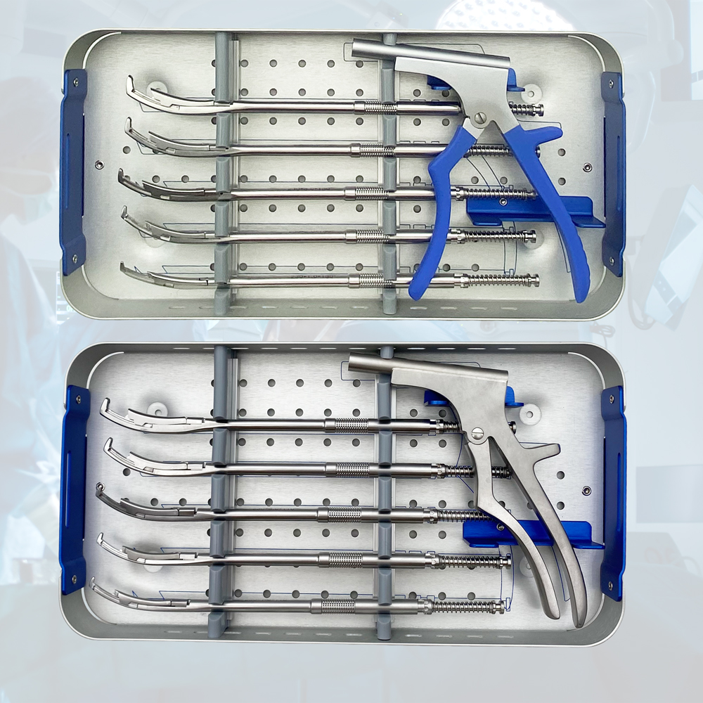 1set Rotating Kerrison Rongeur Spine Rotating Laminectomy Surgical Instrument with Sterilization Tray