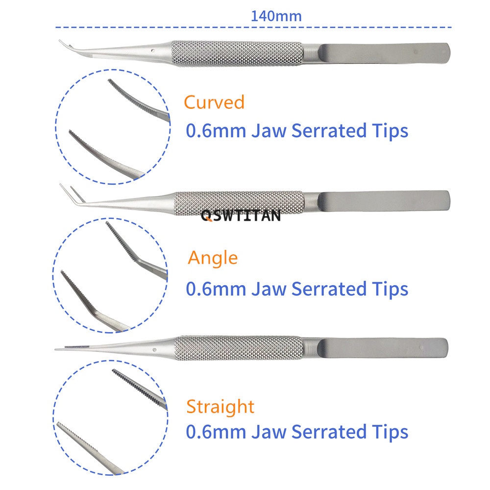 QSWTITAN Iris Conjunctiva Forceps Double Eyelid Tool Tweezers Ophthalmic Instrument Titanium/Stainless Steel