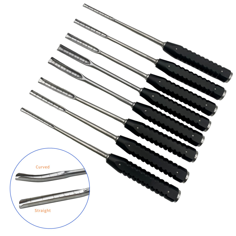 Orthopedic Surgical Instruments Aluminum Handle Osteotomes Chisel Bone Chisel Straight Curved