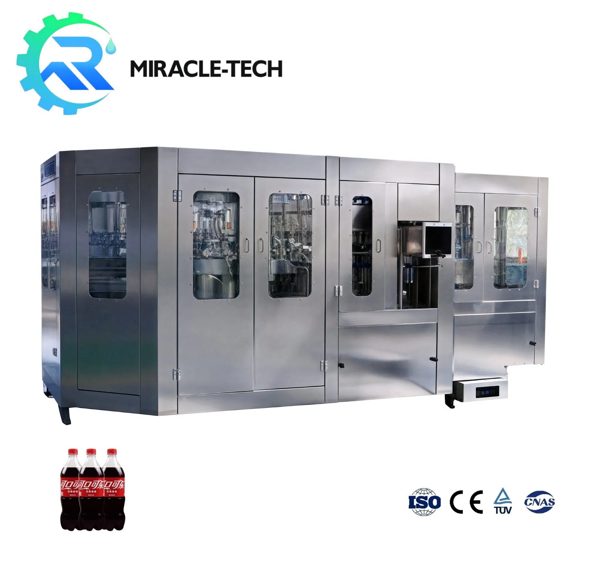 Customized Aluminum Screw Cap Bottled Carbonated Soda Beverage Sparking Water CO2 Mixing Carbonation Processing Plant Filling Labeling Machine