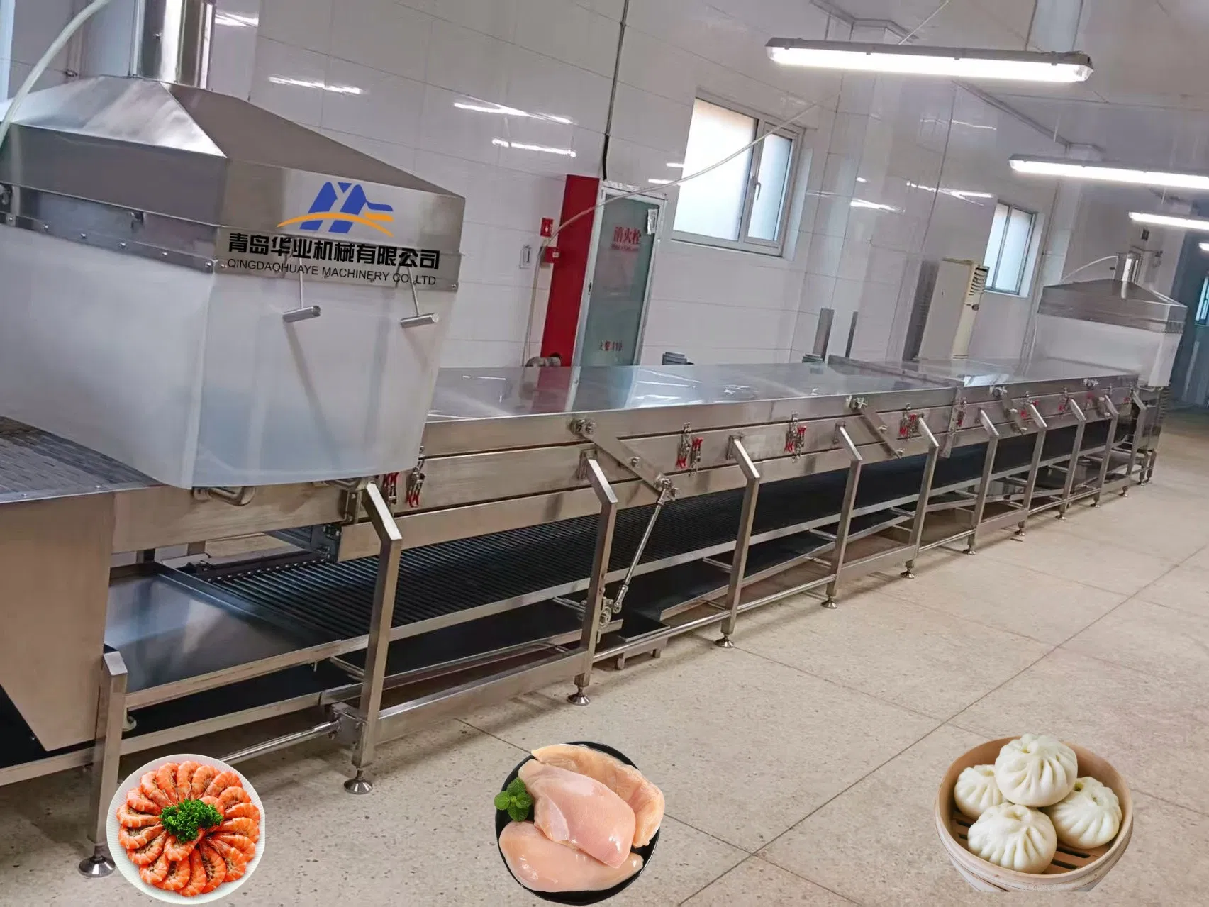 Fully Automatic Tunnel-Type Blanching and Steaming Machine; Continuous Cooking Line for Fruits, Vegetables and Fish Meat; Pre-Packaged Ready-to-Eat Food Equipme