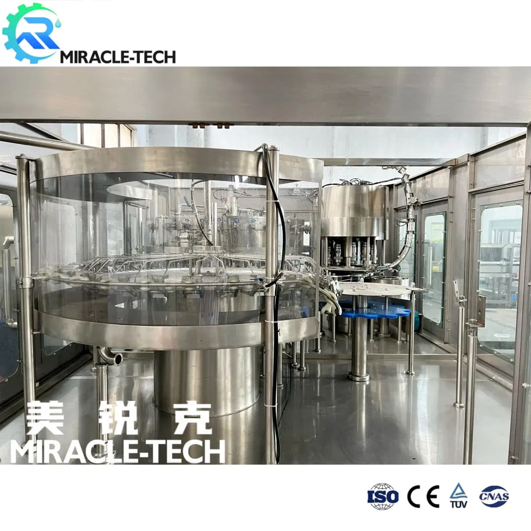 Customized Aluminum Screw Cap Bottled Carbonated Soda Beverage Sparking Water CO2 Mixing Carbonation Processing Plant Filling Labeling Machine