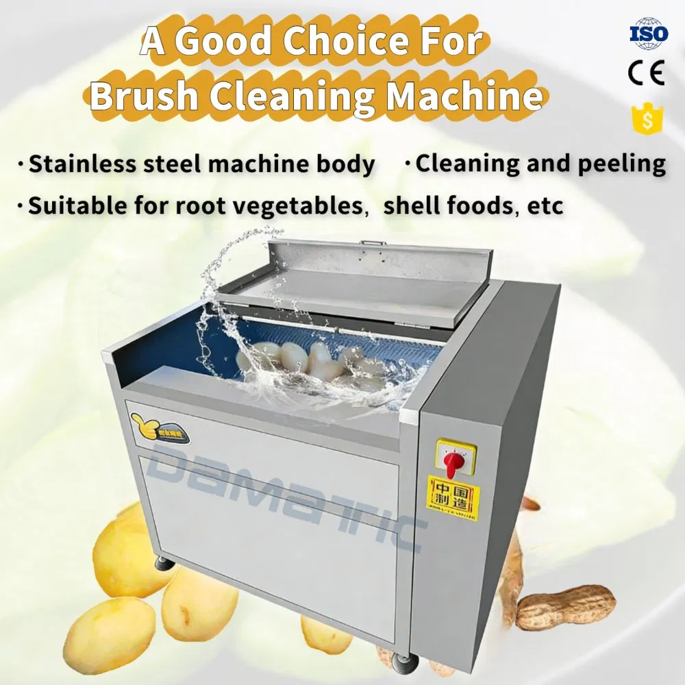 Automatic Industrial Root Vegetable Potato Brush Cleaning Washing and Peeling Equipment