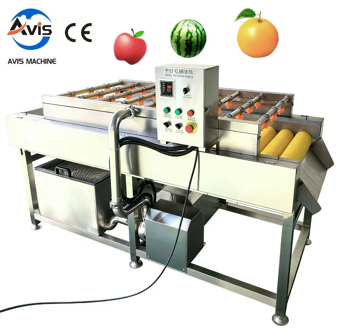 Apple, Watermelon, and Orange Brush Roller Cleaning and Peeling Machine Equipment