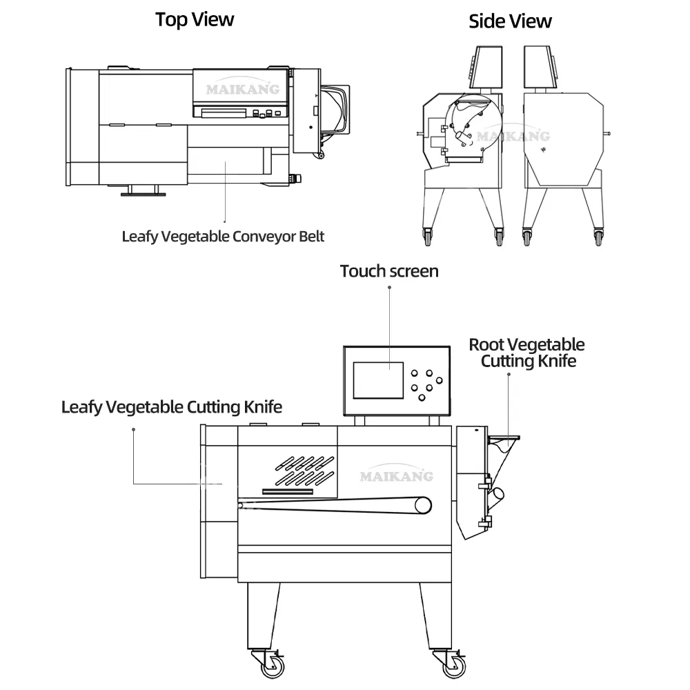Industrial High Speed DC Motor Vegetable Cutting Shredding Dicing Slicing Machine Double Head Vegetable Chopper Slicer for Restaurants