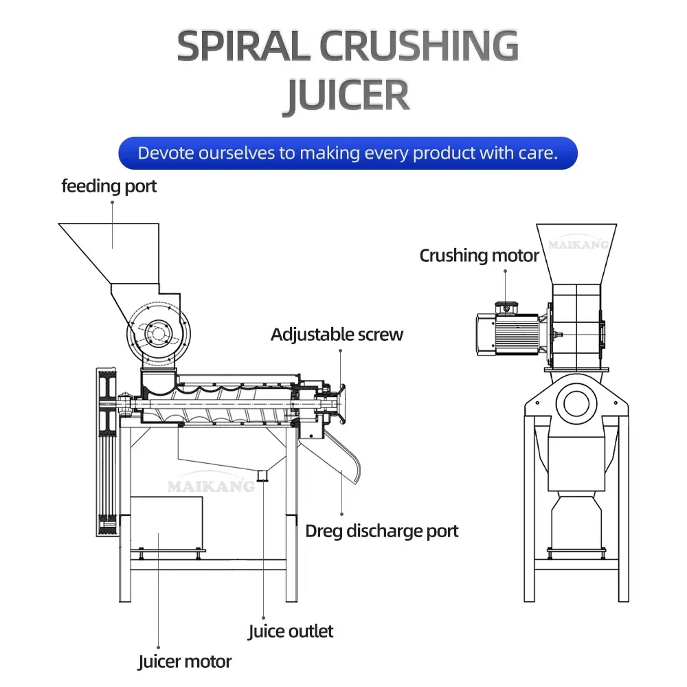 Leaf Vegetable Seaweed Crushing Spiral Juicer Fruit Pear Grape Juice Extractor Pulping Machine