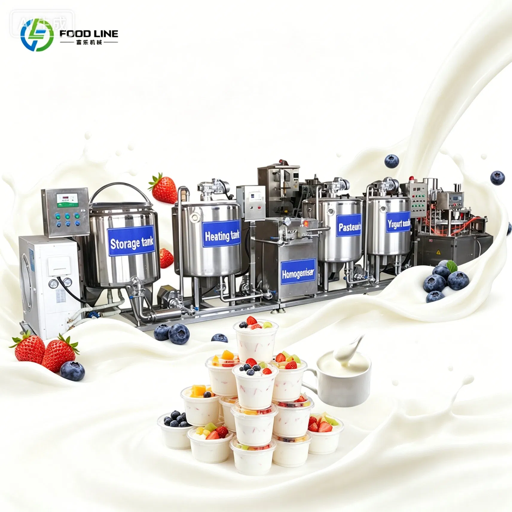 Multifunctional Integrated Yogurt Production Line with Fermentation and Filling System