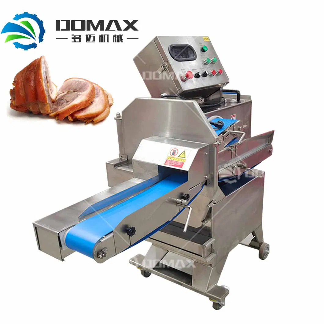 Commercial Conveyor Belt Cooked Meat Vegetables Fruits Slicing Cutting Machine