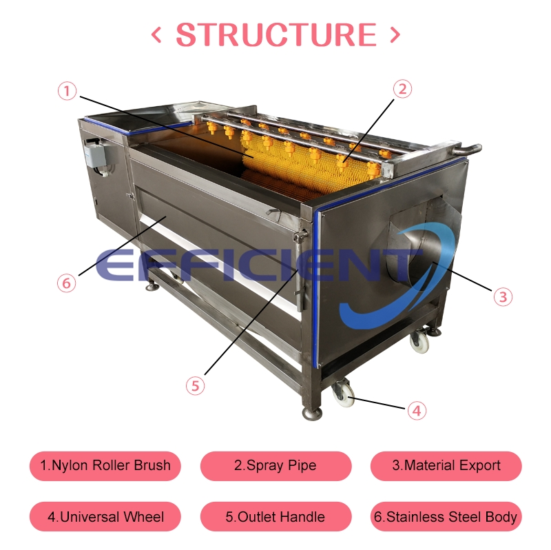 New Vegetable Automatic Sweet Cassava Cleaning Ginger Washer Potato Peeling and Washing Machine