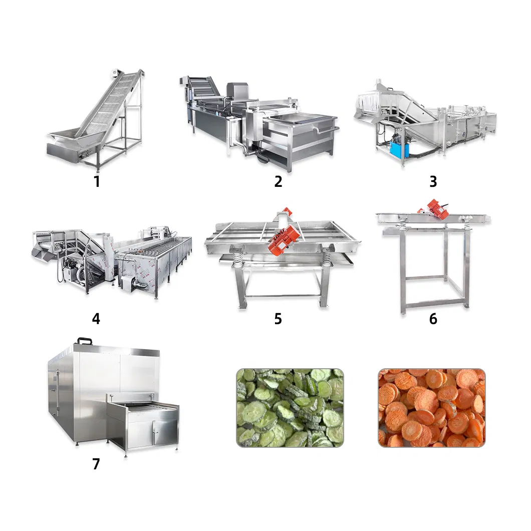 IQF Spinach Freezing Line Automatic Frozen Vegetable Processing Line with Vegetable Blanching Machine