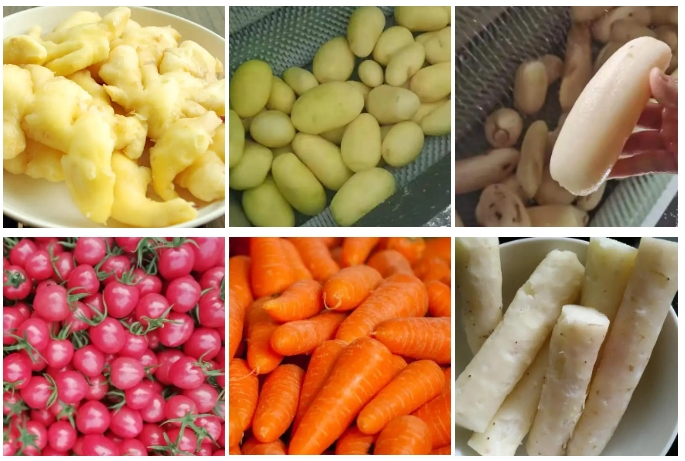 Factory Price Fruit Vegetable Brush Washing Equipment Cassava Cleaning Ginger Washer Industrial Potato Washing and Peeling Machine