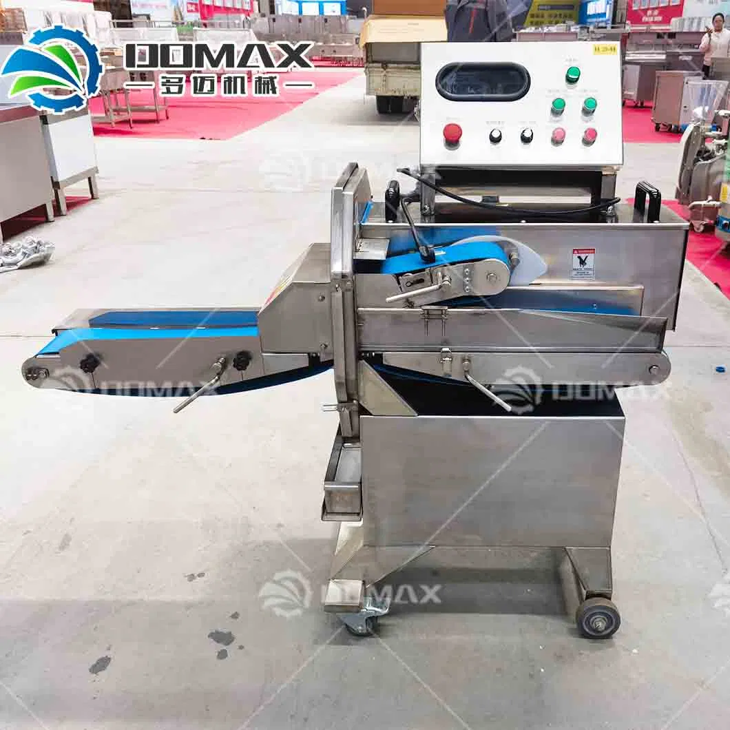 Commercial Conveyor Belt Cooked Meat Vegetables Fruits Slicing Cutting Machine