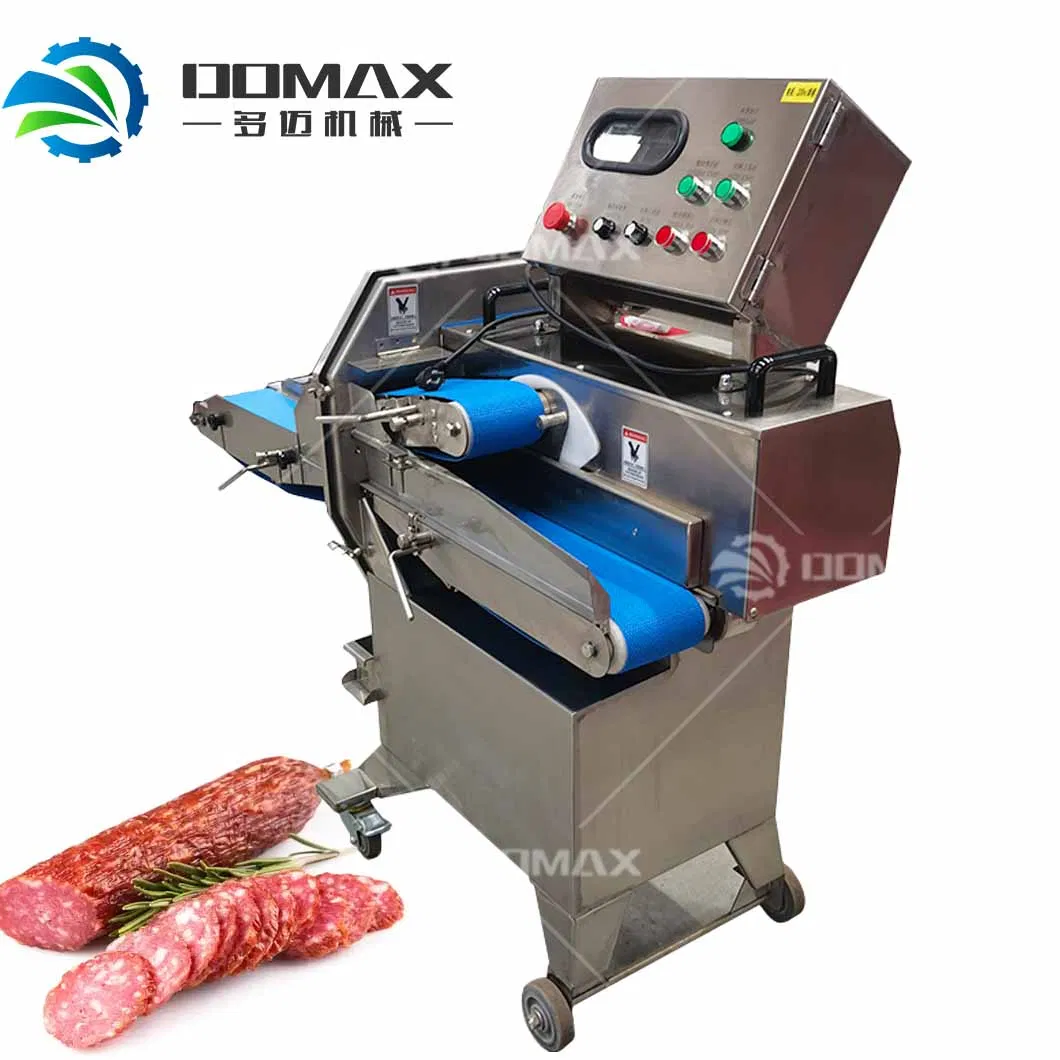Commercial Conveyor Belt Cooked Meat Vegetables Fruits Slicing Cutting Machine