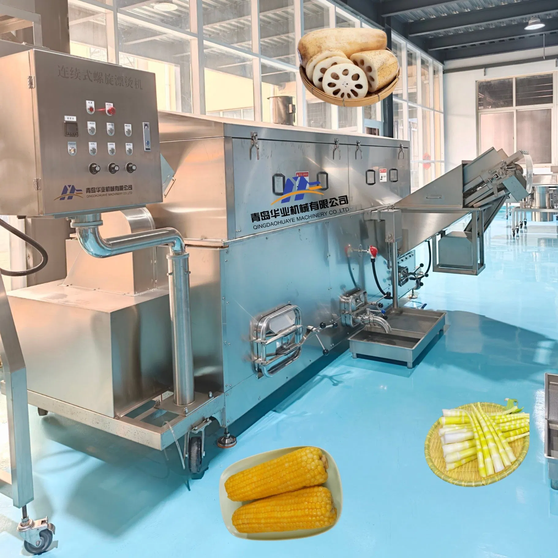 Lotus Root Slice Blanching Production Line, Corn, Bamboo Shoot Tip Fully Automatic Pre-Cooking Machine