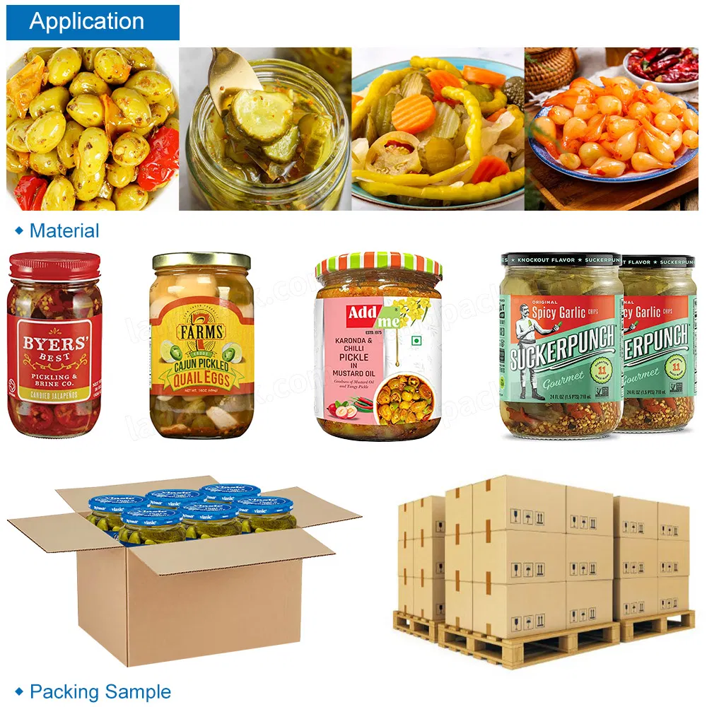 Fully Automatic Pickled Vegetable Food Bottle Filling Carton Sealing Palletizing Packing System