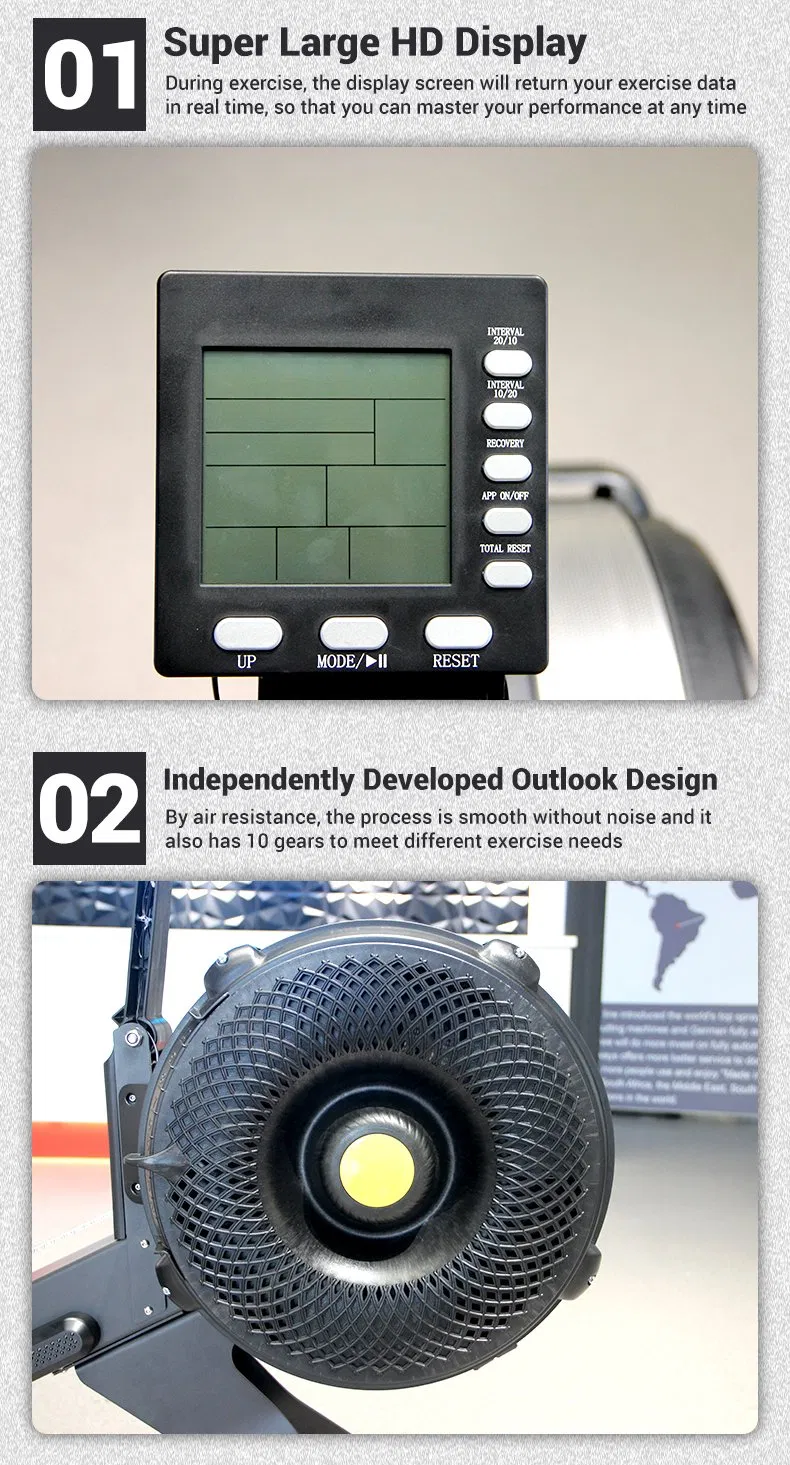 Indoor Cardio Gym Equipment Wind Resistance Rowing Machine Air Rower