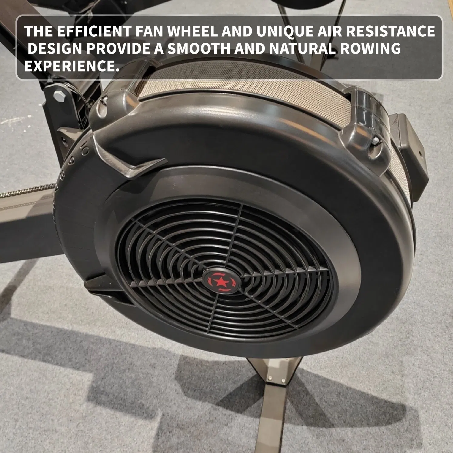 Self Powered Aluminum Slide Rail Fan Rower Indoor Rowing Machine Home Gym Cardio Workout Machine