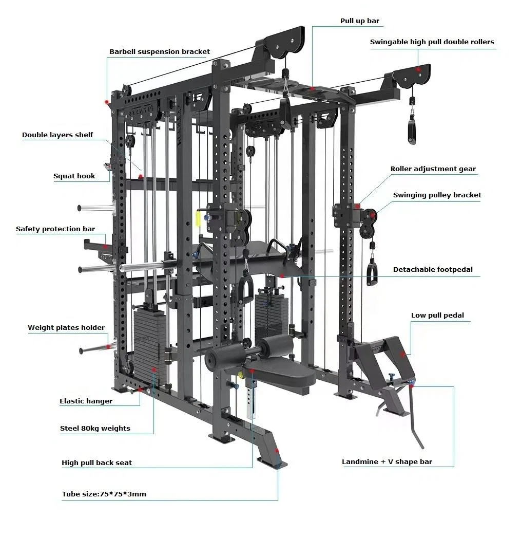 Fitness Equipment Bodybuilding Smith Machine Multi Functional Multi Gym Power Rack