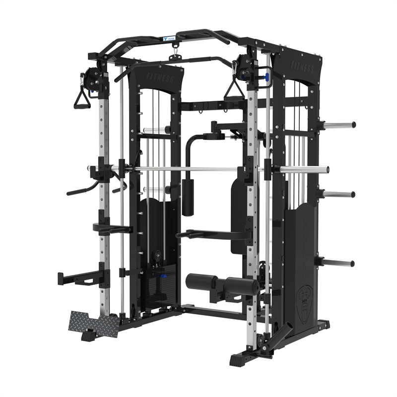 Dual Adjustable Pulley Gym Cable Multi 3 Stations Fitness Functional Trainer