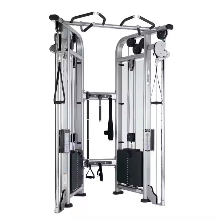 Commercial Dual-Pulley Functional Trainer with Sliding Arms &amp; Cable Crossover for Gym