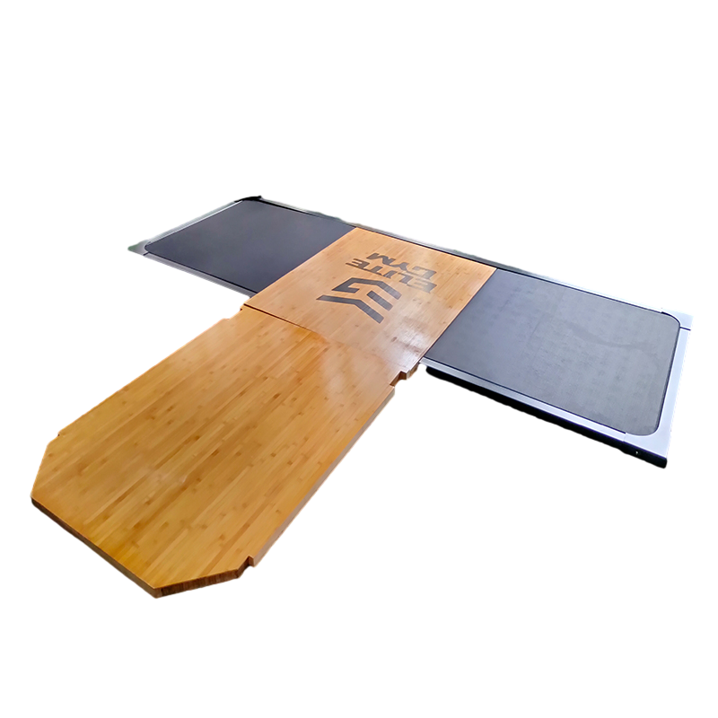 Heavy-Duty Rubber and Wood Weightlifting Platform for Gyms