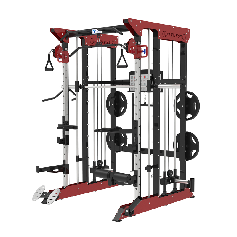 Dual Adjustable Pulley Gym Cable Multi 3 Stations Fitness Functional Trainer