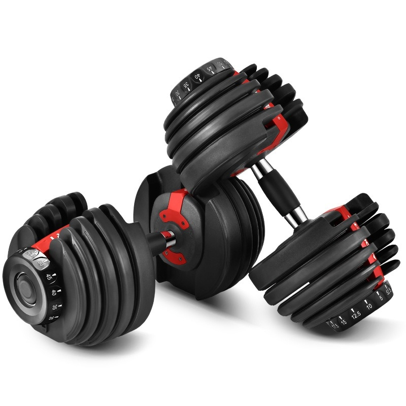 Premium Adjustable Gym Dumbbells 24kg 52.5lb with Rubber Coating
