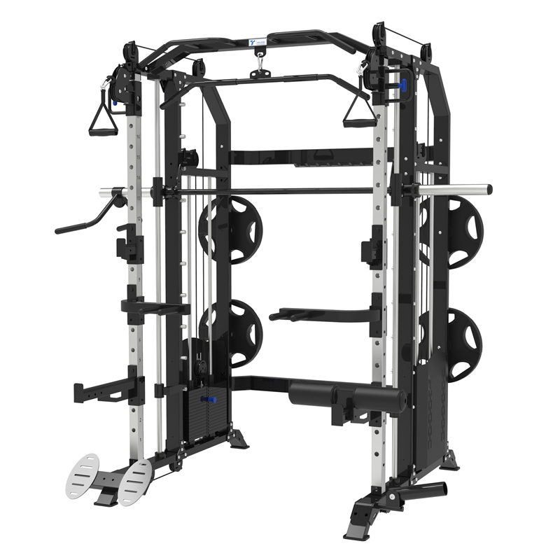 Dual Adjustable Pulley Gym Cable Multi 3 Stations Fitness Functional Trainer