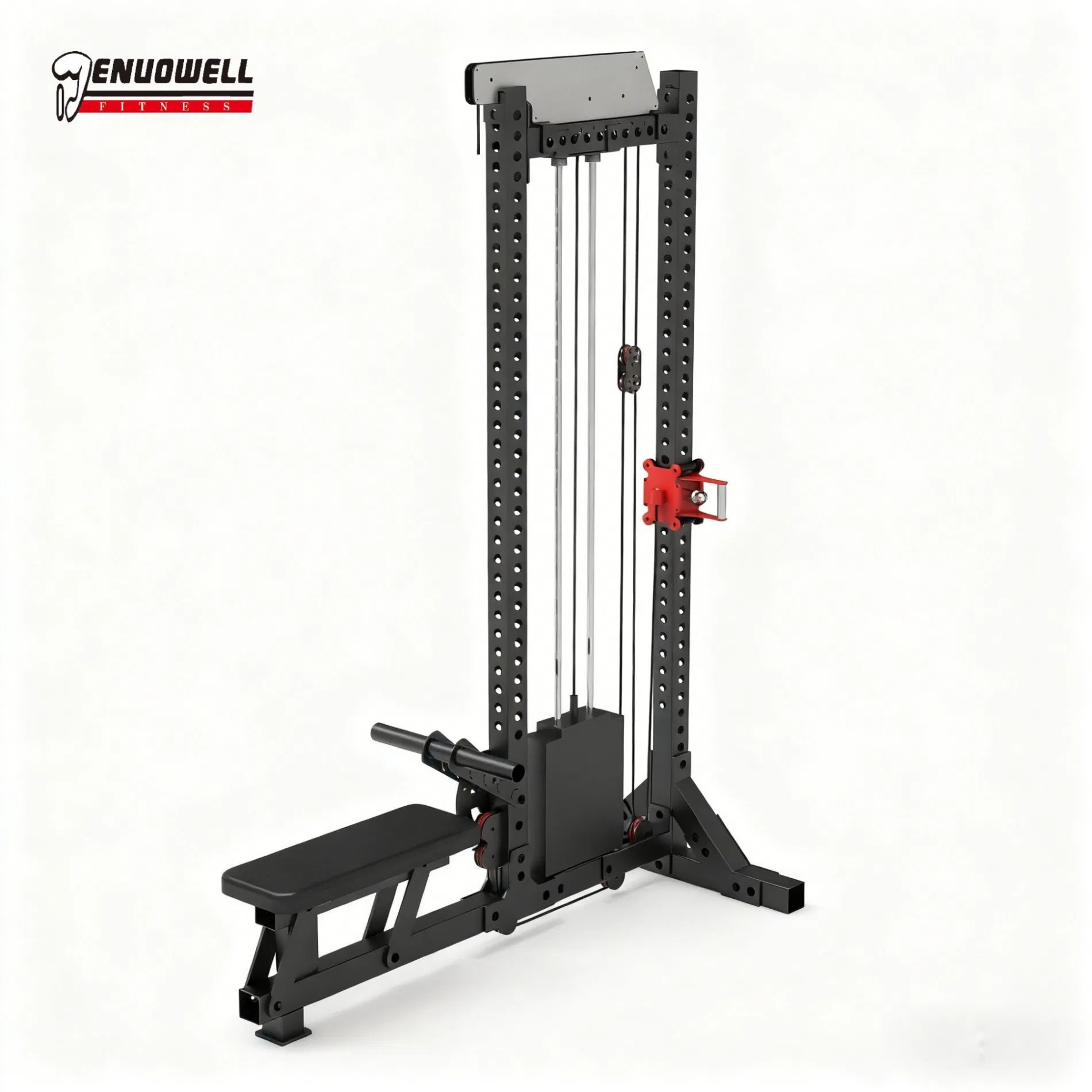 Cable Driven Iron Functional Trainer Featuring Stainless Steel Base Non Jam Bearings and Heavy Duty Barbell Hooks Cable Gym Fitness