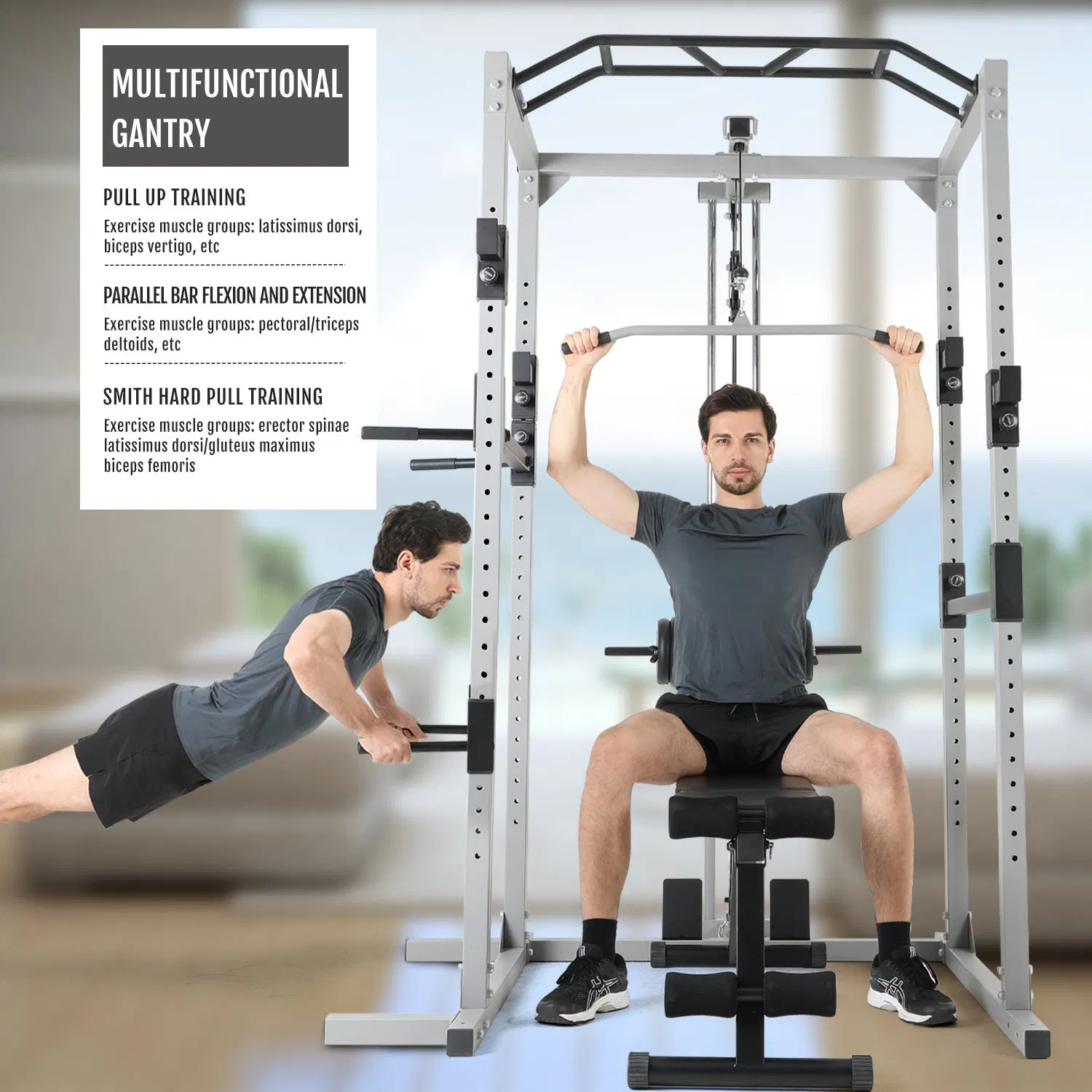 High Quality Multi-Functional Power Rack Strength Training Equipment Rack Weight Lifting Racks Body Building Equipment Smith Machine Equipos De Gimnasio