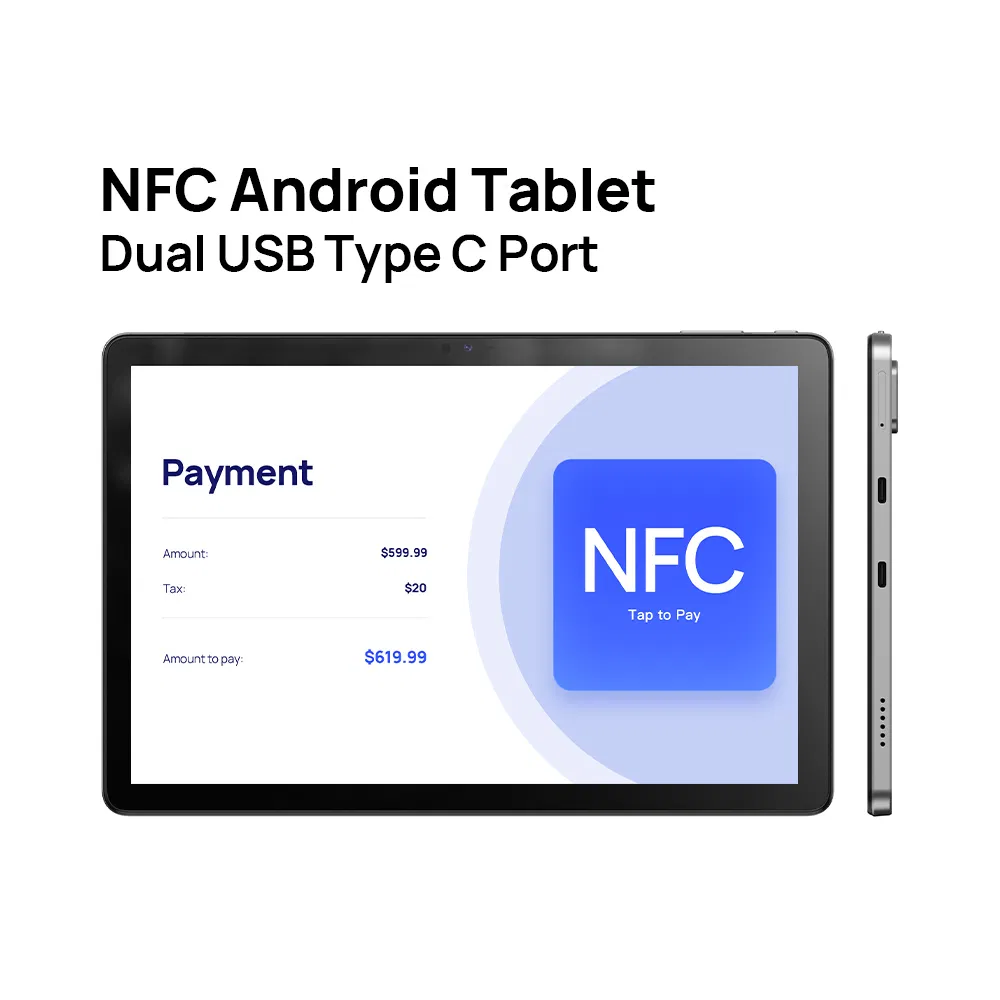 10 Inch Android Tablet with Front NFC Reader Dual Type-C Tablet