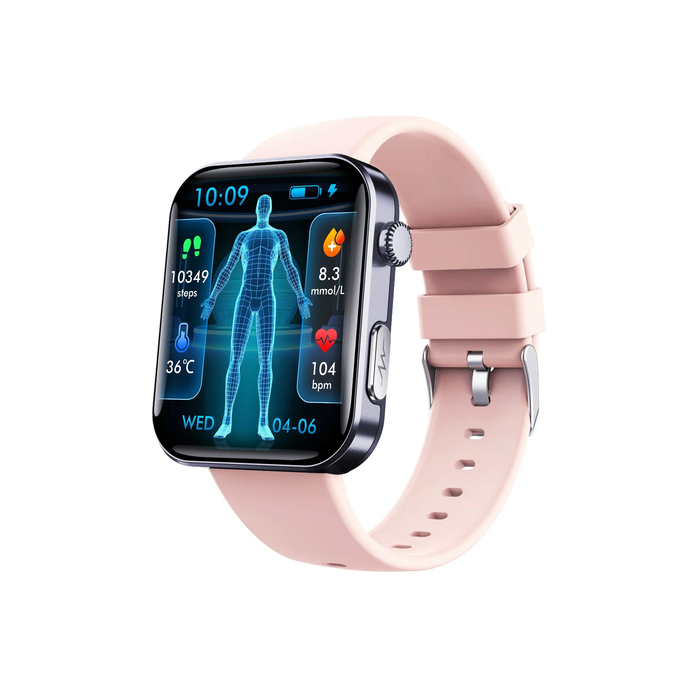 Heart Rate Alarm Reminder Sos, Hrv Report, Non-Invasive Blood Glucose Smartwatch