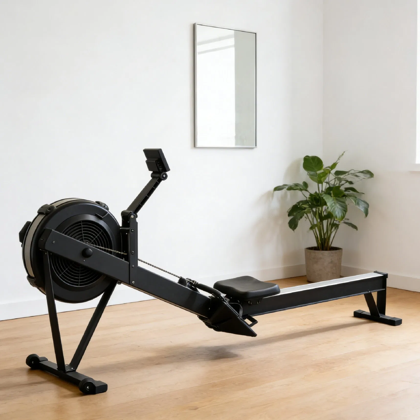 Self Powered Aluminum Slide Rail Fan Rower Indoor Rowing Machine Home Gym Cardio Workout Machine