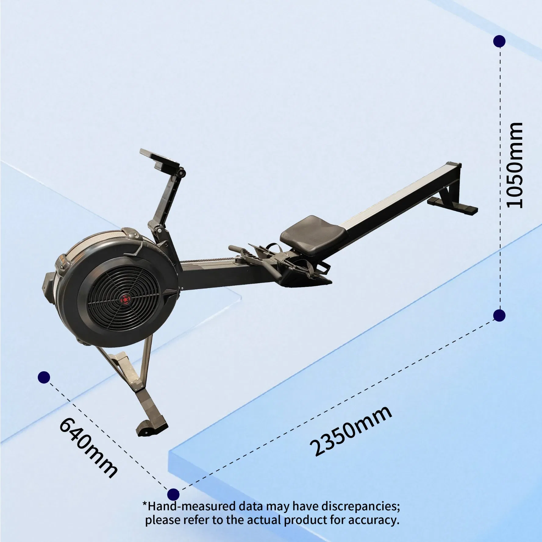 Self Powered Aluminum Slide Rail Fan Rower Indoor Rowing Machine Home Gym Cardio Workout Machine