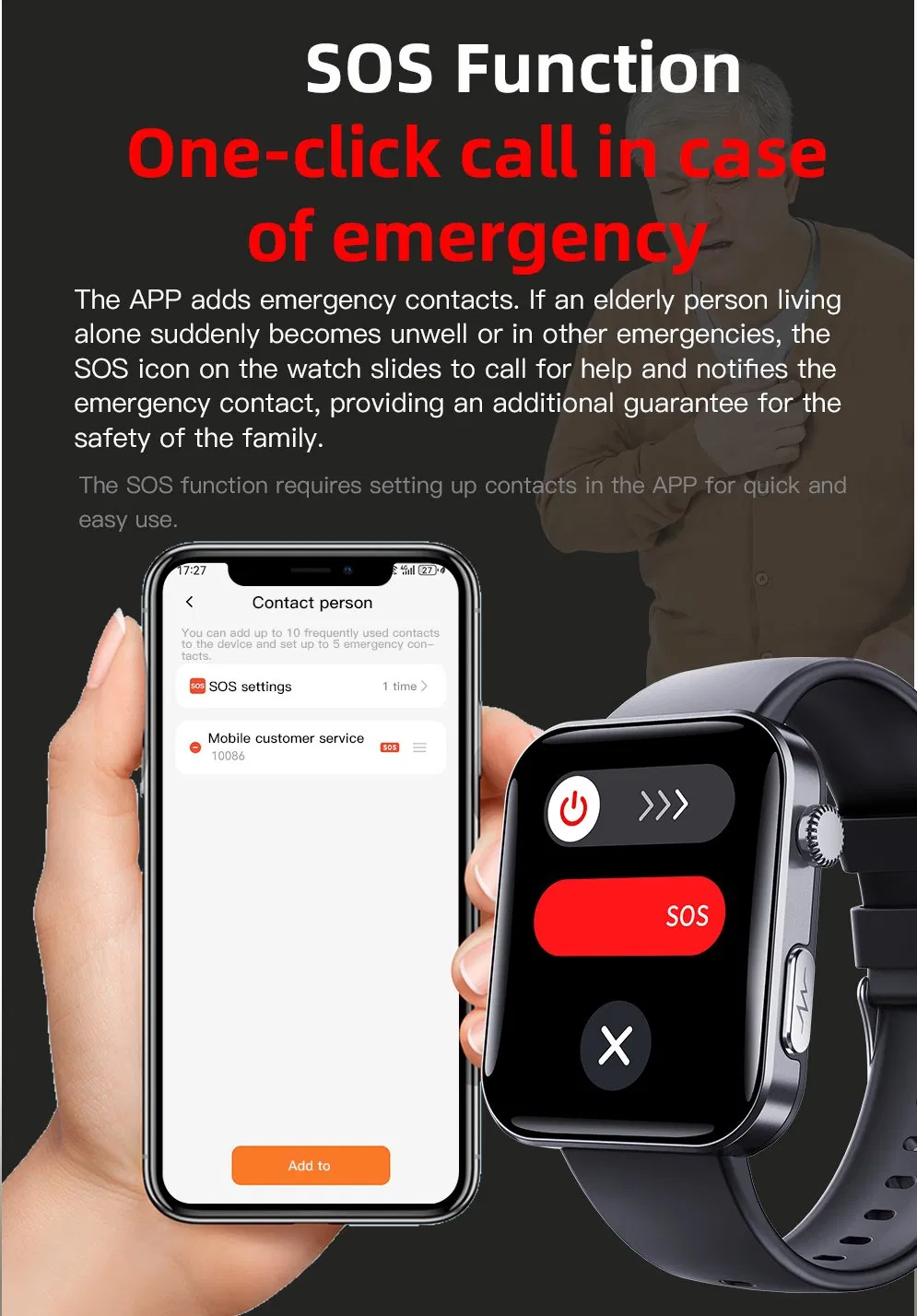 Automatic Sleep Phase Monitoring Sleep Peacefully Sos Function One-Click Call Smartwatch