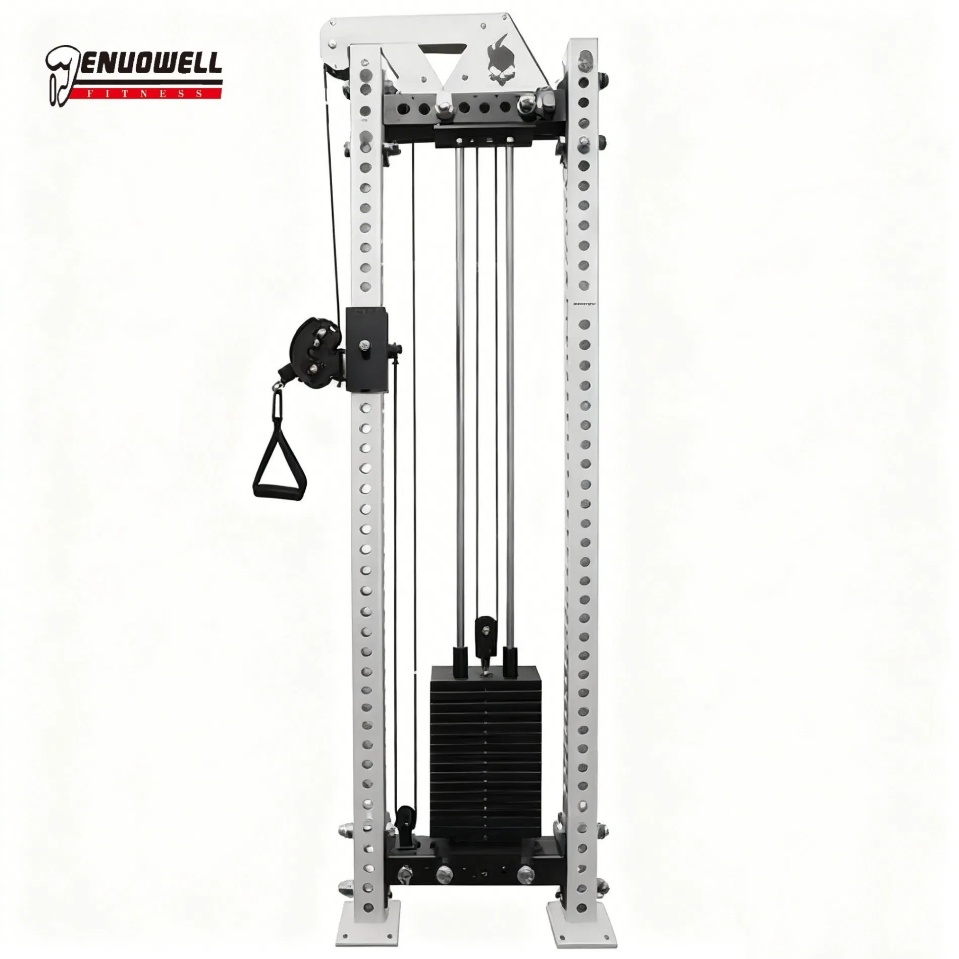 Cable Driven Iron Functional Trainer Featuring Stainless Steel Base Non Jam Bearings and Heavy Duty Barbell Hooks Cable Gym Fitness