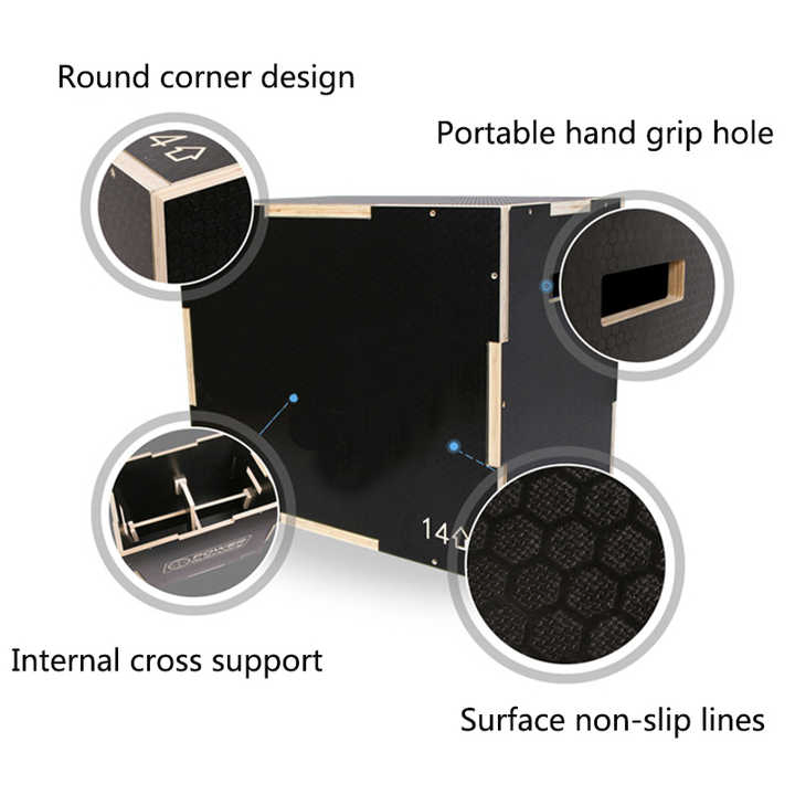 3-in-1 Wooden Plyobox, Non-Slip Plyometric Jump Box for Home Gym &amp; Outdoor Workouts, Ideal for Box Jumps, Squats