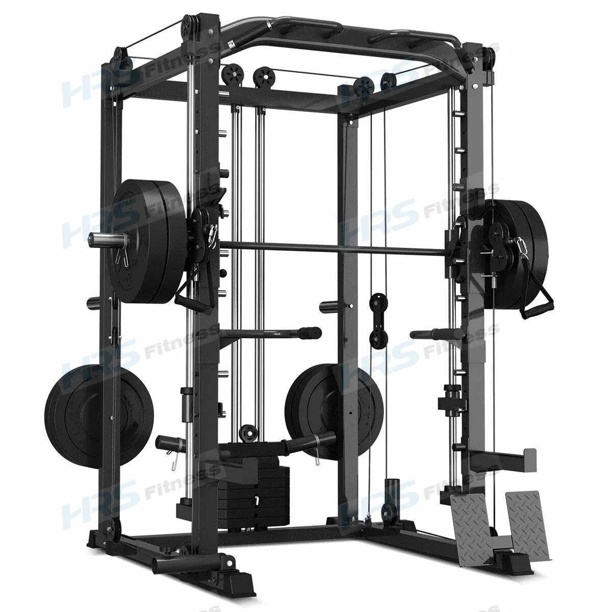 Multifunctional 6-in-1 Power Rack with Smith &amp; Cable Machine