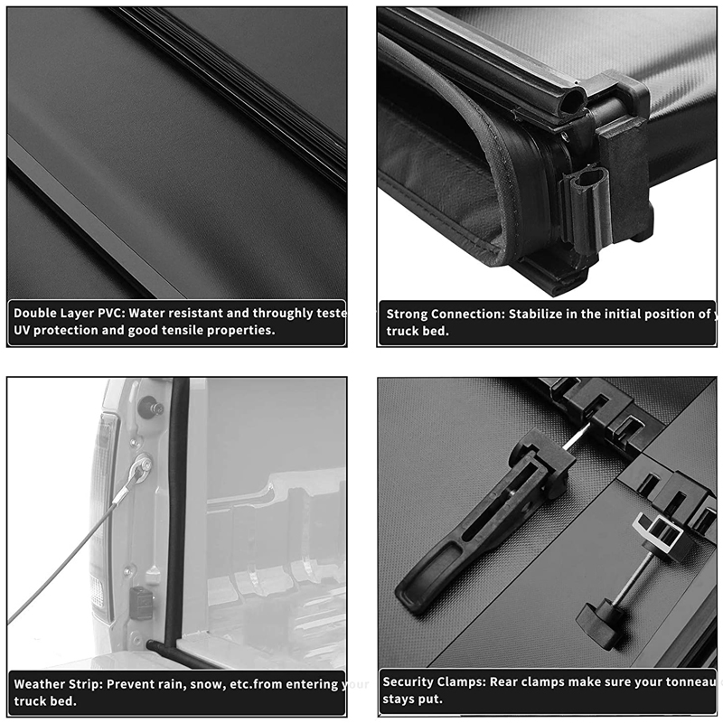 4X4 Pickup PVC Soft Tri Fold Tri-Fold Truck Bed Tonneau Cover for Ford F-150 F150 Ranger Wildtrak Nissan Navara Np300 2021