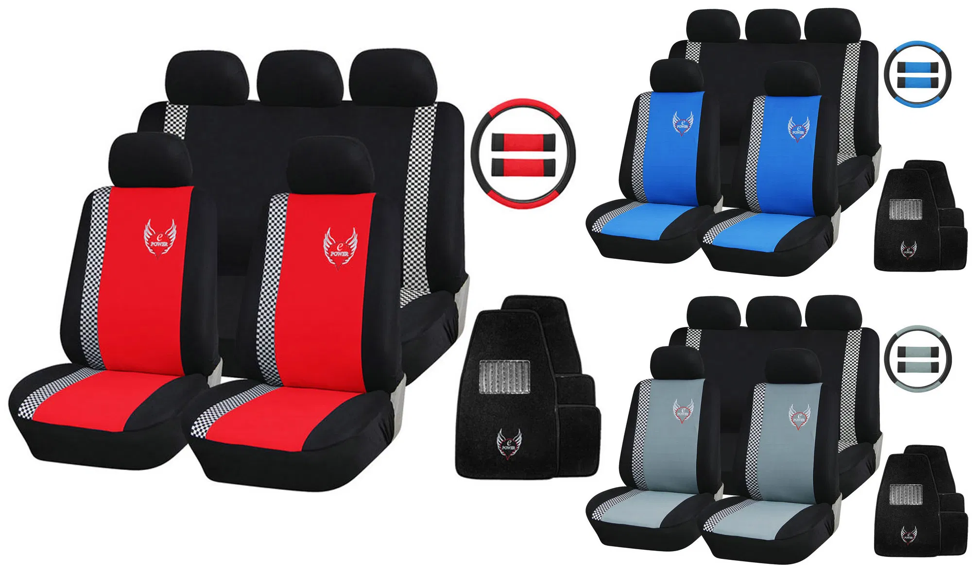 AG-S400 "E Power" Polyester and Jacquard Car Seat Cover Combo