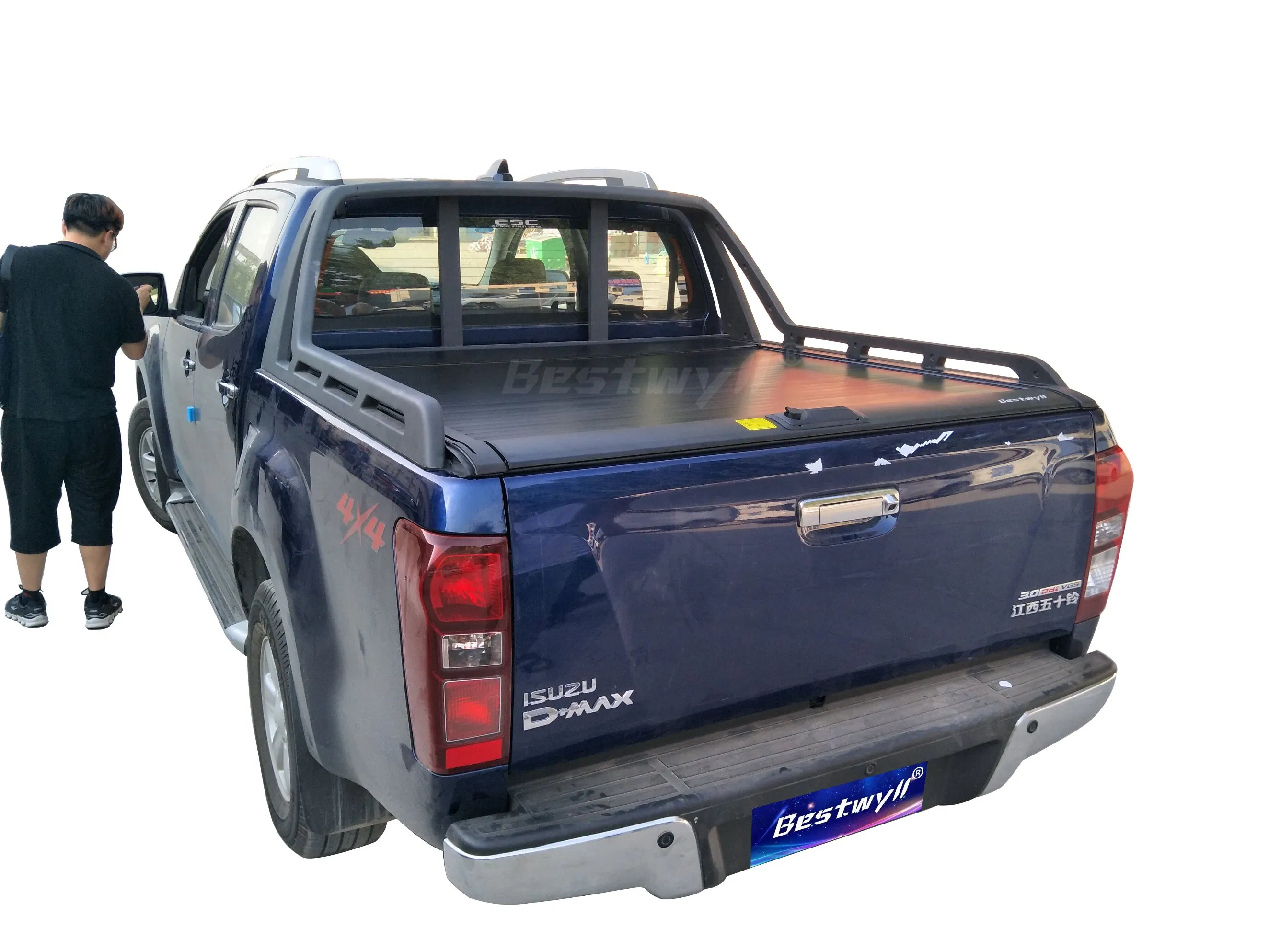 BESTWYLL 4X4 Accessories Ute Roller Lid Shutter Aluminum Pickup Truck Bed Manual Retractable Tonneau Cover for Isuzu Dmax K12