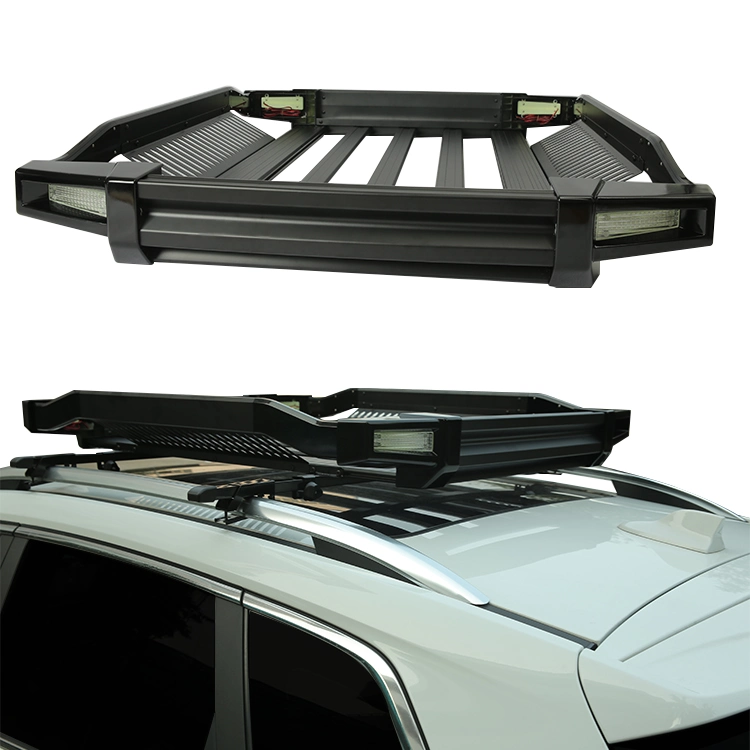 with 4PCS LED Light 4X4 Aluminium Alloy SUV Car Cargo Carrier Basket Car Roof Rack