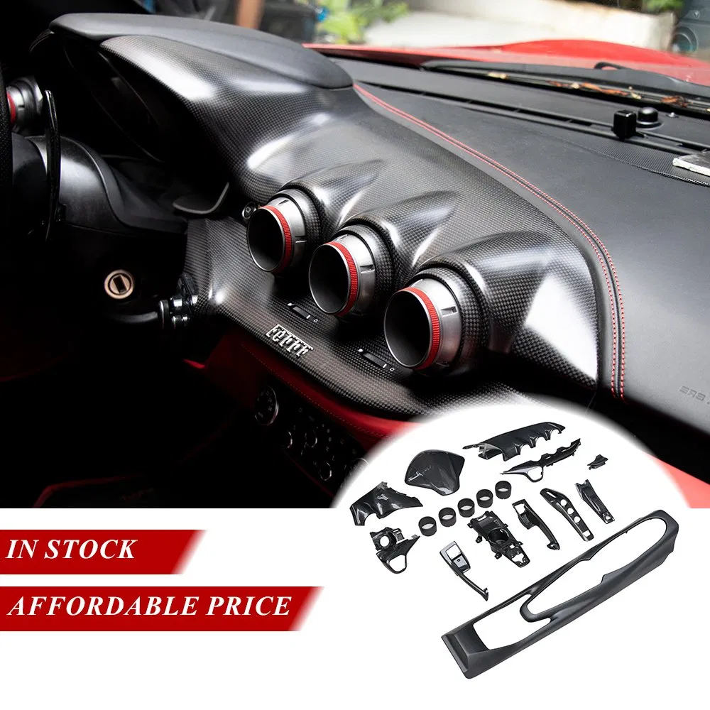 High Glossy Finish Dry Carbon Fiber LHD or Rhd AC Vent Center Gear Console Dashboard Covers OEM Interior Trims for Ferrari F12