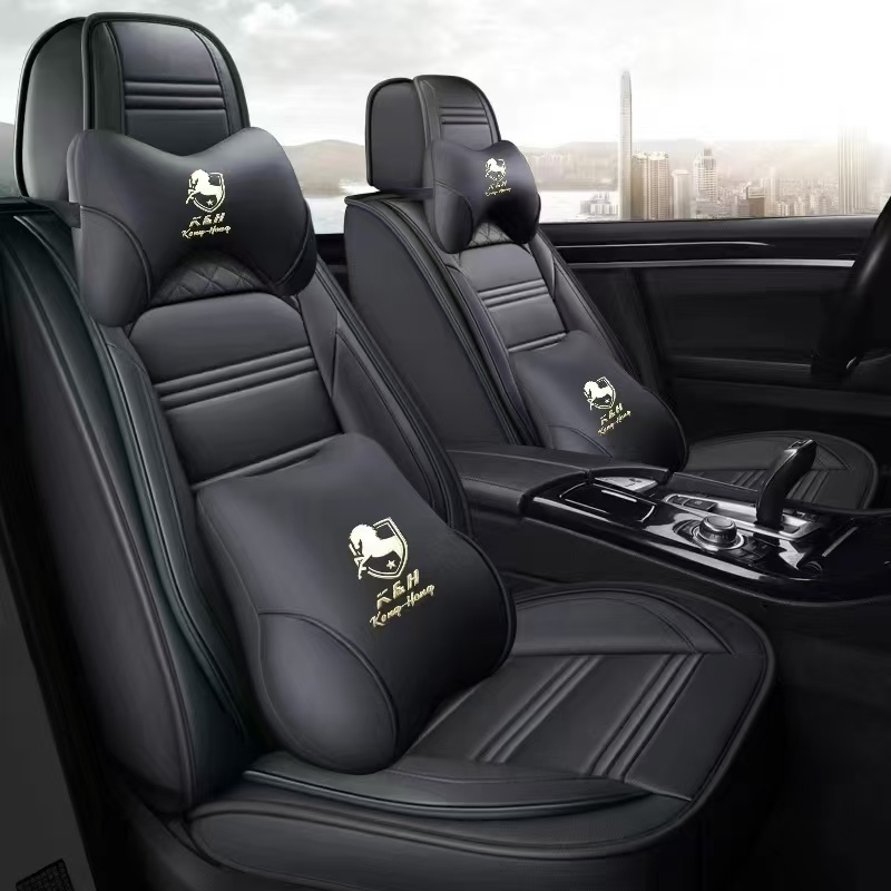 Newest Fashion Leather Golden Horse Car Seat Cover