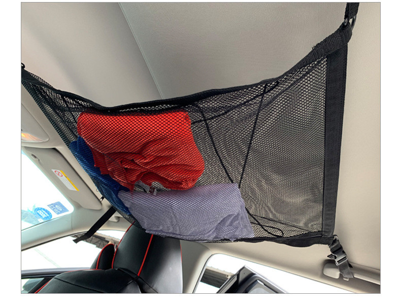 Car Ceiling Cargo Net Pocket Interior Overhead Roof Top Bag Polyester Hanging Sundries Storage Organizer Car Net