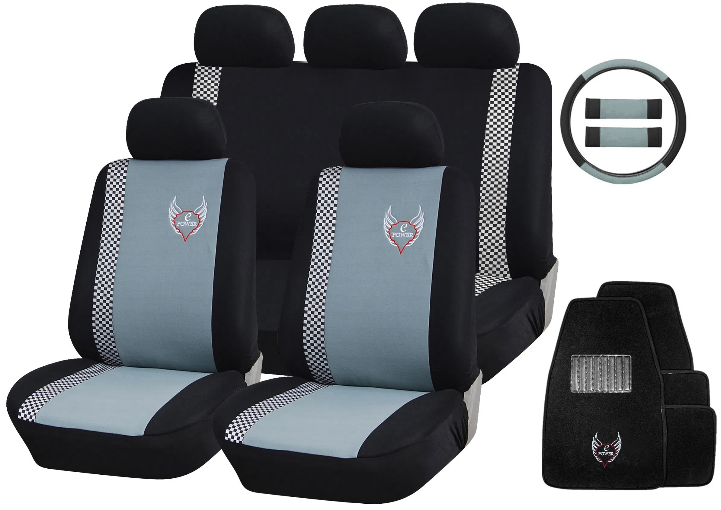 AG-S400 "E Power" Polyester and Jacquard Car Seat Cover Combo