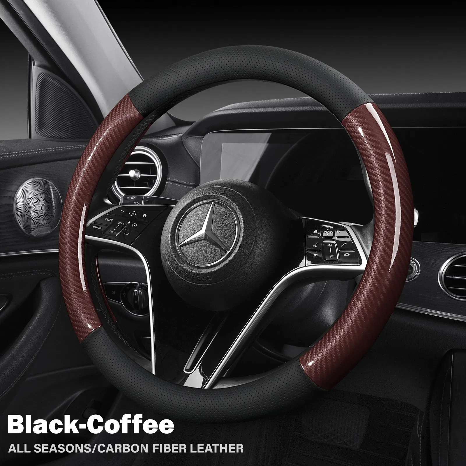 Purchase High-Quality Steering Wheel Covers, Leather Perforated Carbon Fiber Car Handlebar Covers, Suitable for All Seasons