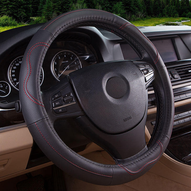 Universal Fit Sports-Style Leather Steering Wheel Cover New Car Accessories in PU Plush High Quality Fiber Leather Material